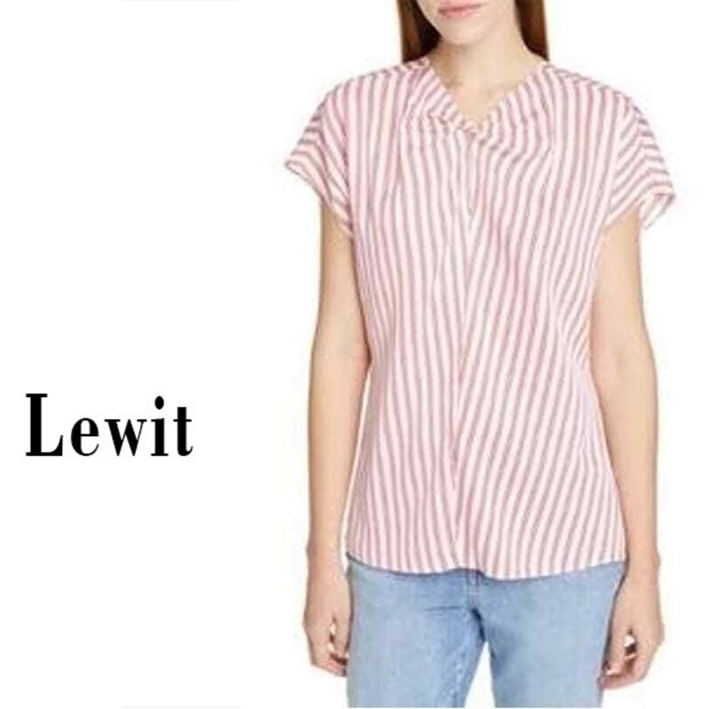 💥SALE💥Lewit NWOT Silk Red White Striped Sleeveless Blouse M